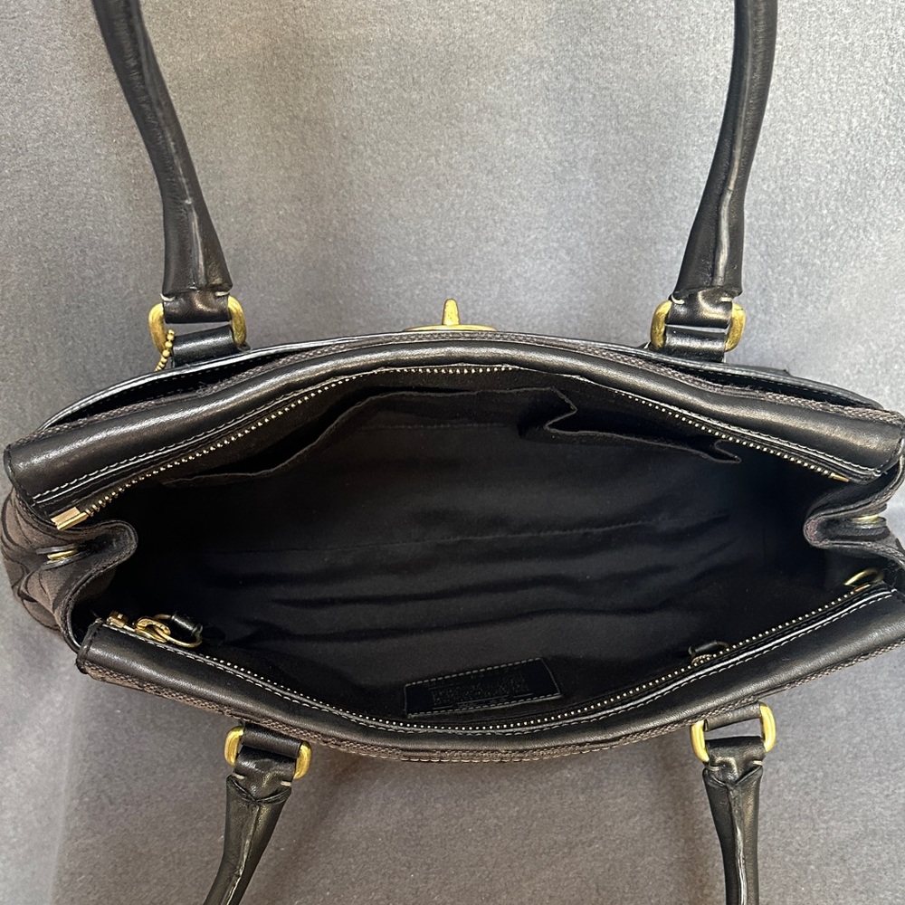 Coach Hampton 11063 Black Signature Medium Carry All Tote Shoulder Bag - Picture 9 of 16